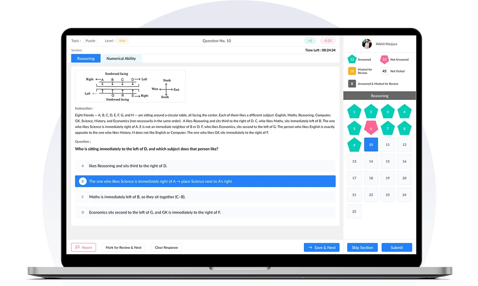 Laptop showing Mockli app – online exam screen